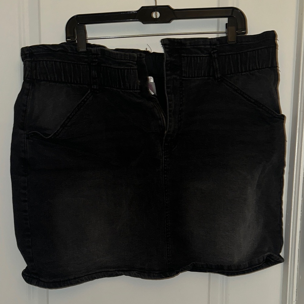 NOBO Black Denim Mini Skirt with Elastic Waist